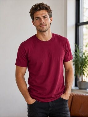 Royal Robbins Men’s Merino Wool Blend Performance Tee Burgundy Short Sleeve M